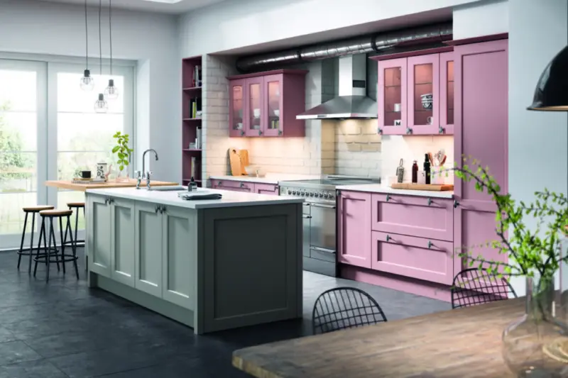 The Caledonia Carrick kitchen, painted in Quarry Dust and Highland Flower