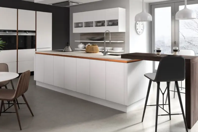 The Caledonia Tiree kitchen, smooth painted in Blizzard White